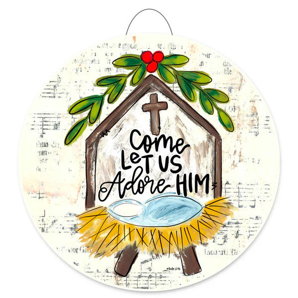 Door Hanger, Come Let us Adore Him Nativity