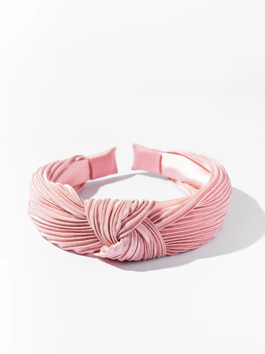 Pleated Twisted Headband Blush