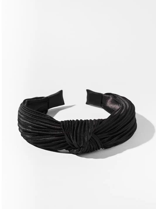 Pleated Twisted Headband Black