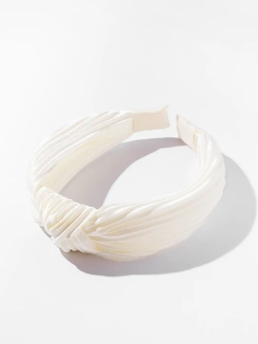 Pleated Twisted Headband Cream