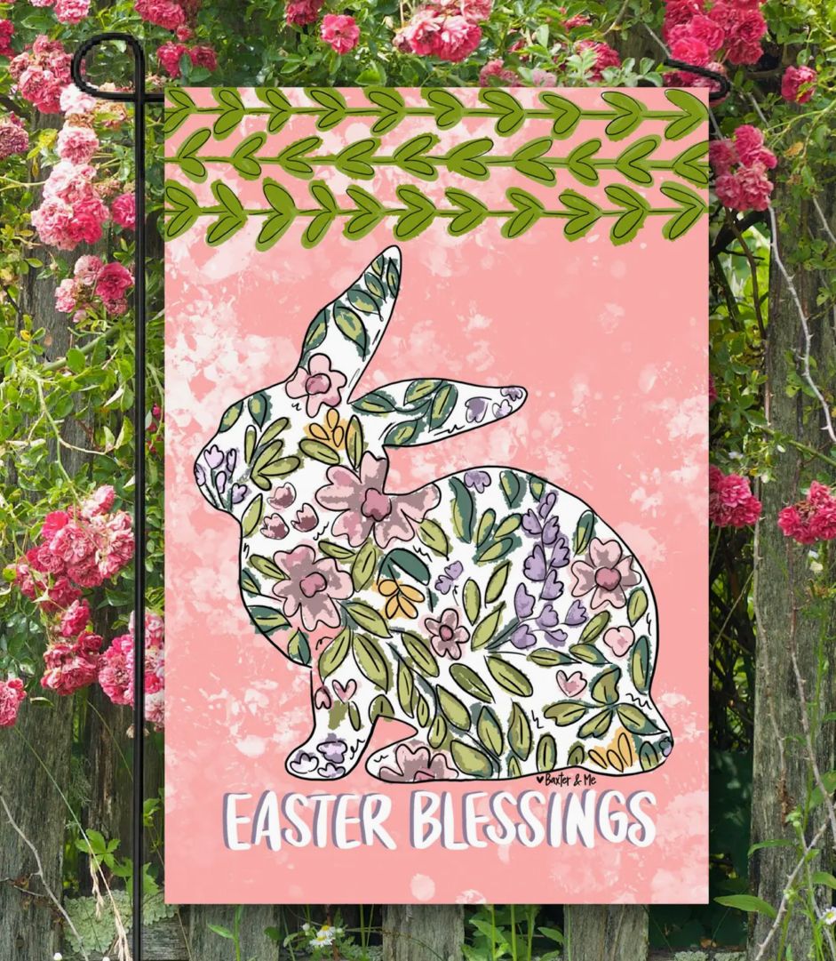 Garden Flag, Pastel Easter Blessings Bunny