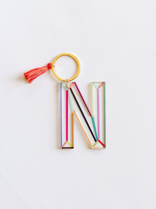 Colorful Acrylic Initial Keychain N