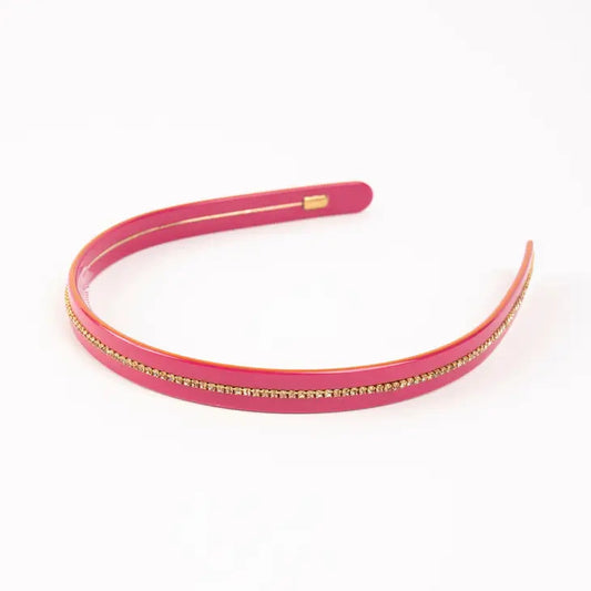 Acetate/Crystal Headband Hot Pink