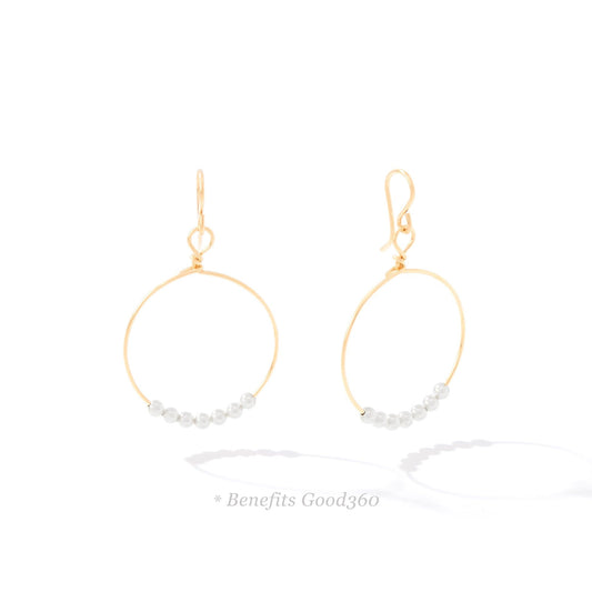 Power of Prayer Hoop Earrings Gold-Silver Bead