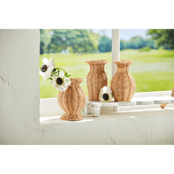 Flared Resin Basket Weave Vase