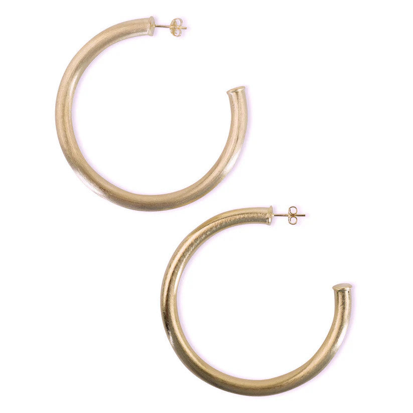 Arlene Hoops, Brushed Champagne 18K Gold Plated