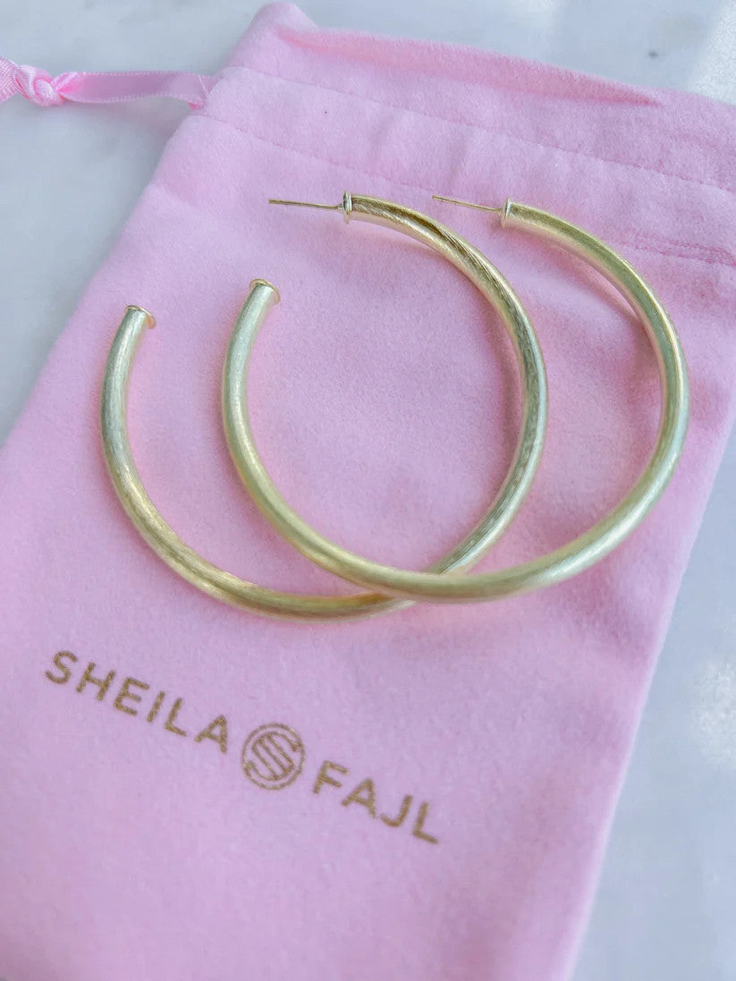 Everybody's Favorite Hoops, Brushed 18K Gold Plated