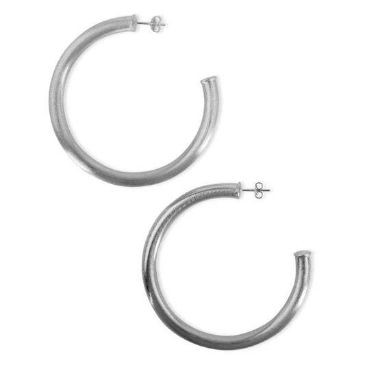 Arlene Hoops, Brushed Silver Plated