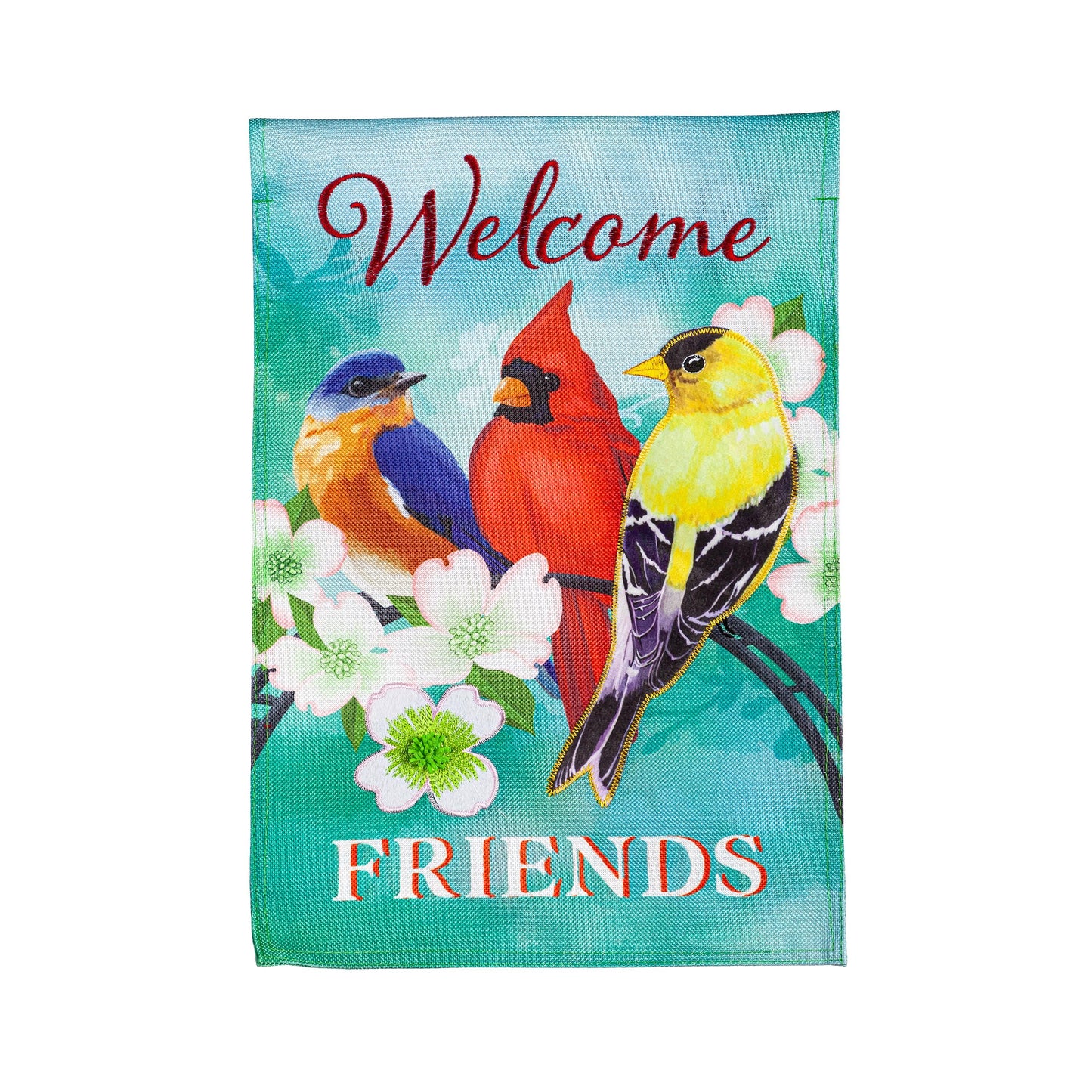 Welcome Friends Garden Burlap Flag