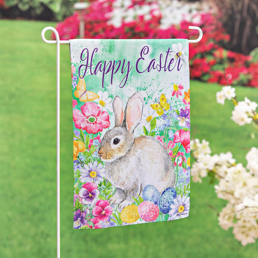 Bunny in the Garden Suede Garden Flag