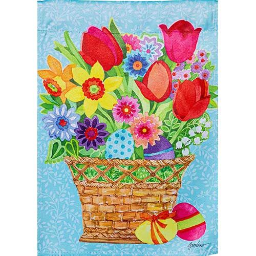 Garden Flag, Spring Flowers Basket
