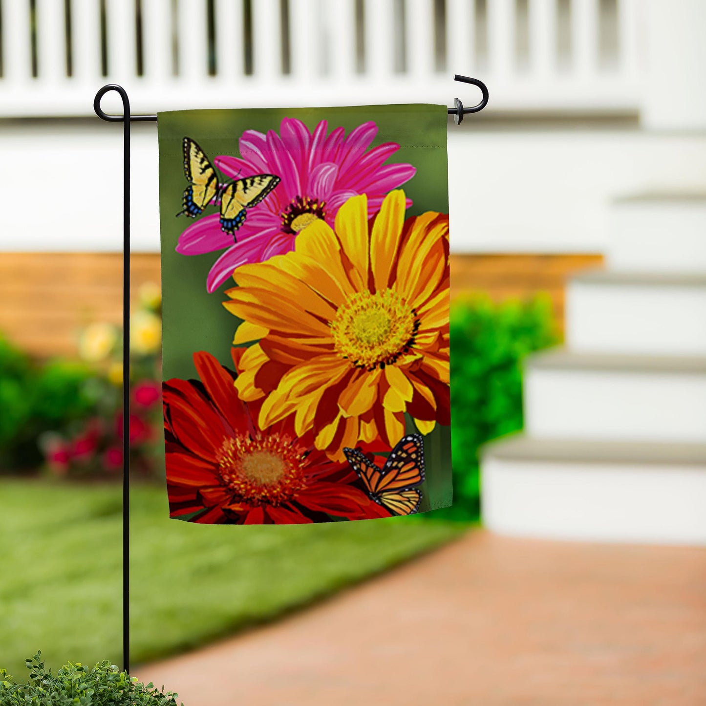 Giant Gerbera Suede Garden Flag