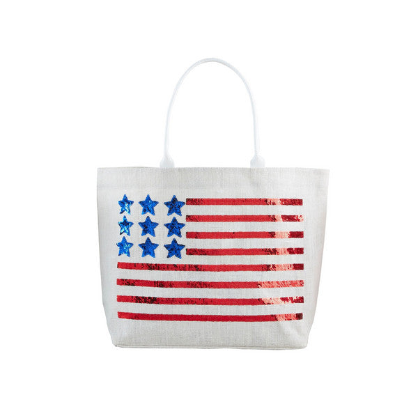 Patriotic Sparkle Tote White