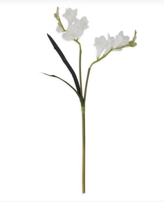 21 Inch White Real Touch Freesia Stem