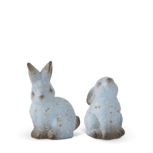 6 Inch Weathered Blue Terracotta Bunny, Assorted