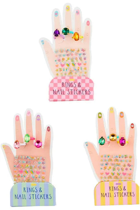 Rings & Nail Stickers Set, Yellow