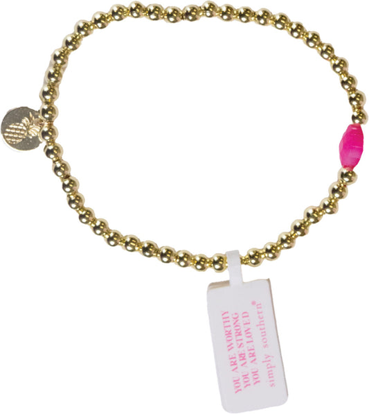 Stackable Bracelets Gold- Pink Cloverleaf