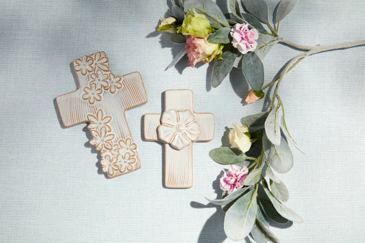 Large Ceramic Flower Cross