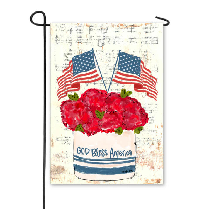Garden Flag, God Bless America Floral Stoneware