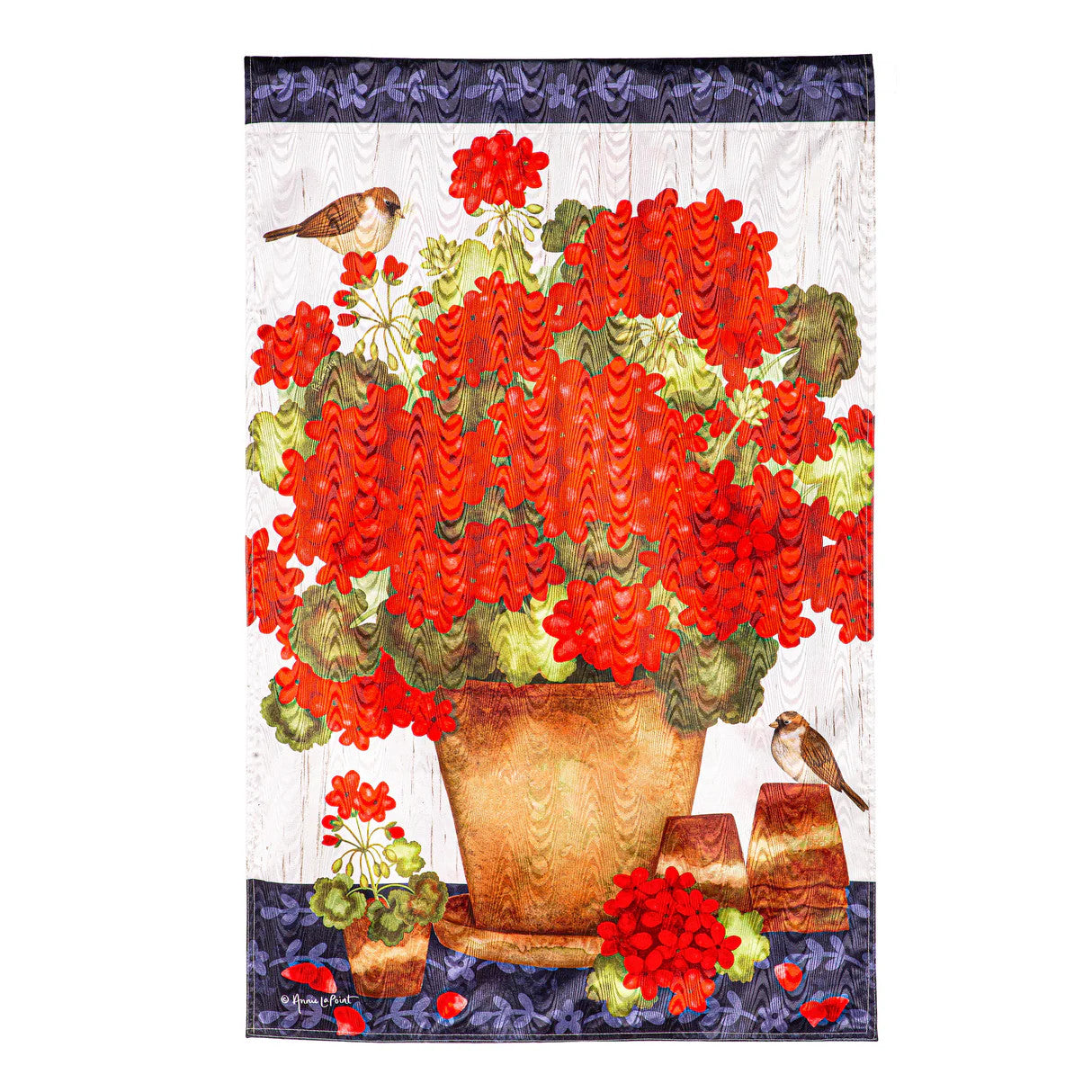 House Flag, Red Geraniums Moire