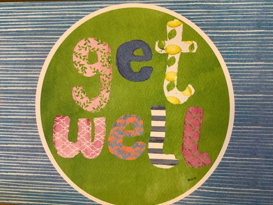 Card, Blue Stripe Get Well GW394