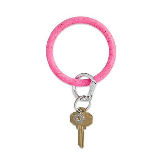 Big O Key Ring,  Silicone Tickled Pink Confetti