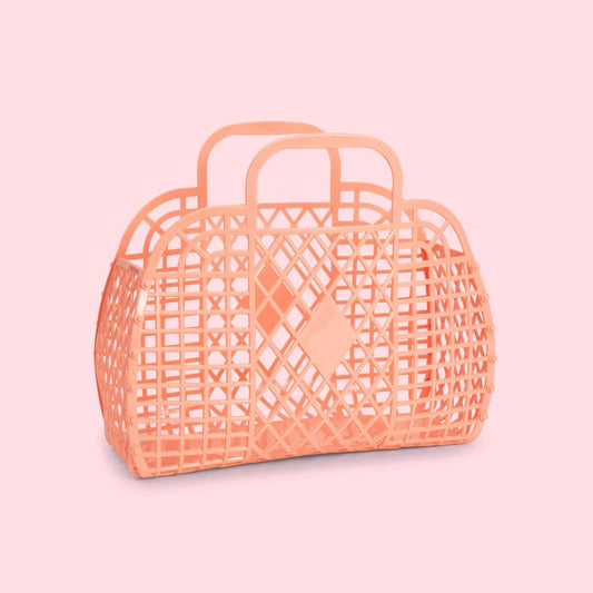 Small Retro Basket Handbag Peach