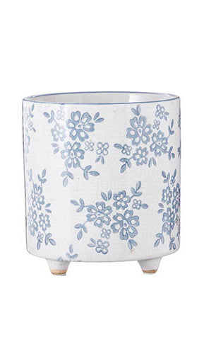 Blue Floral Ceramic Pot Large