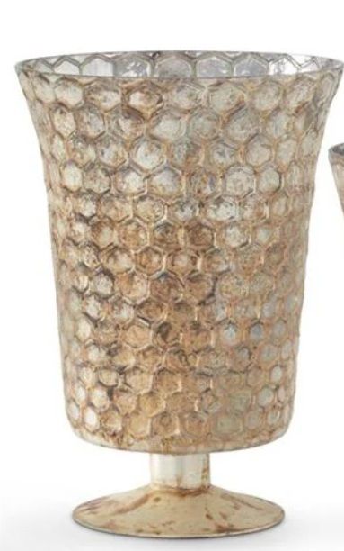 Honeycomb Champagne Mercury Glass Vase Large