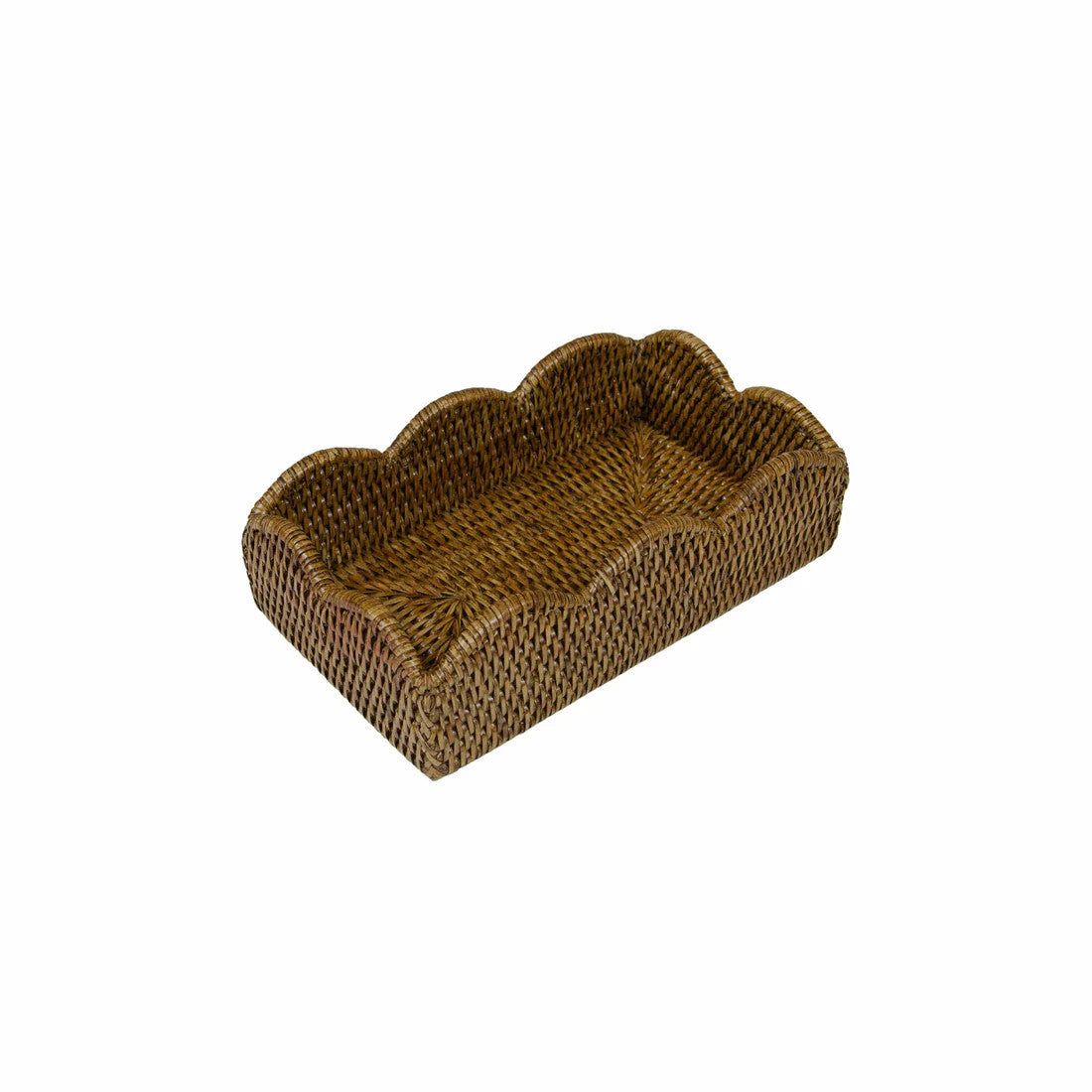 Rattan Scalloped Guest Towel Holder, Natural