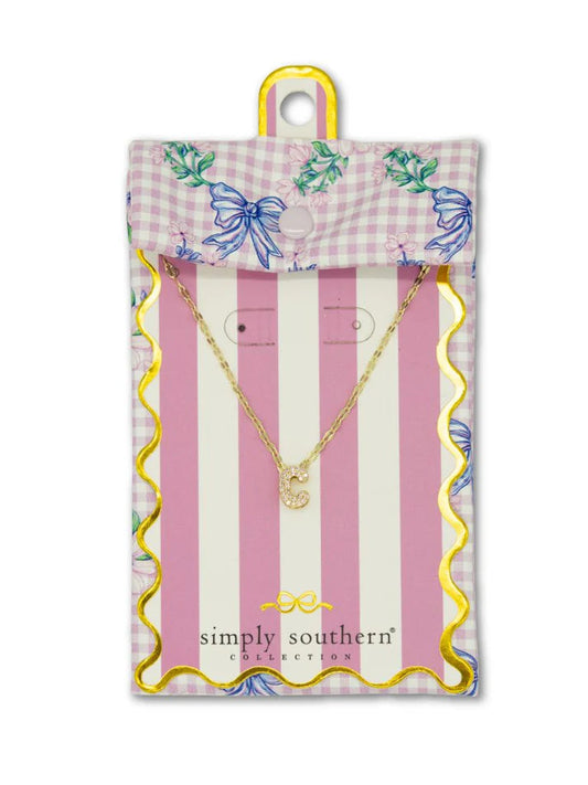 Rhinestone Gold Initial Necklace, C