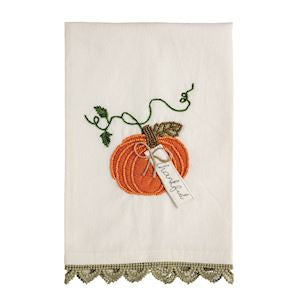 Single Pumpkin Bead Embroidered Towel