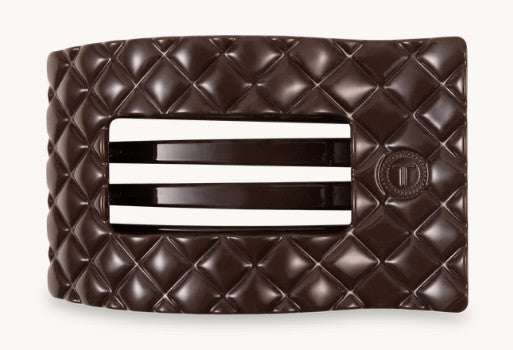 Truly Taupe Quilted Flat Rectangle Hair Clip Medium