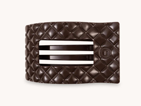 Truly Taupe Quilted Flat Rectangle Hair Clip Small