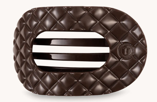 Truly Taupe Quilted Flat Round Hair Clip Large