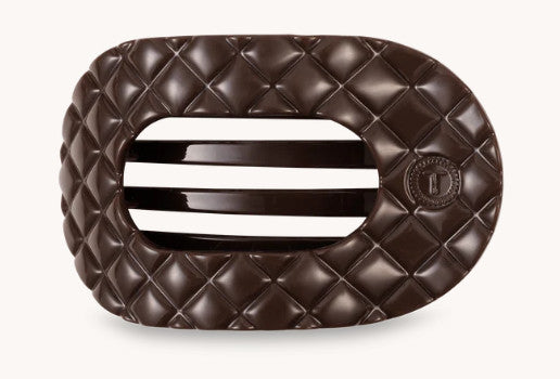 Truly Taupe Quilted Flat Round Hair Clip Medium