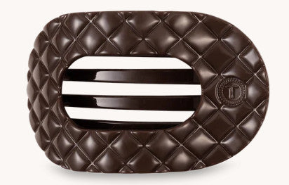 Truly Taupe Quilted Flat Round Hair Clip Small