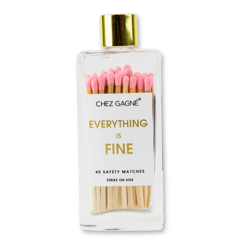 Everything Is Fine- Pink Matches In Glass Bottle