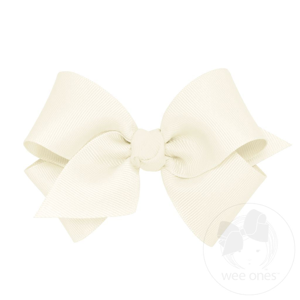 Small Classic Grosgrain Bow, Antique White