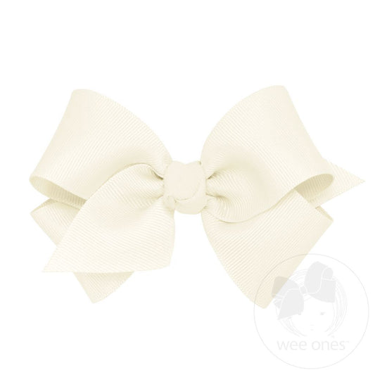Small Classic Grosgrain Bow, Antique White