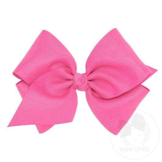Mini King Grosgrain Bow, Hot Pink
