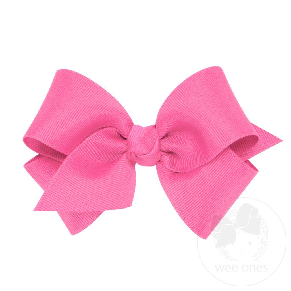 Small Classic Grosgrain Bow, Hot Pink
