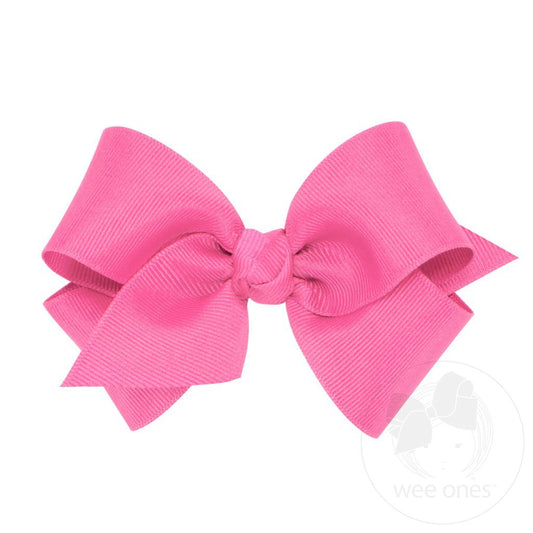 Small Classic Grosgrain Bow, Hot Pink
