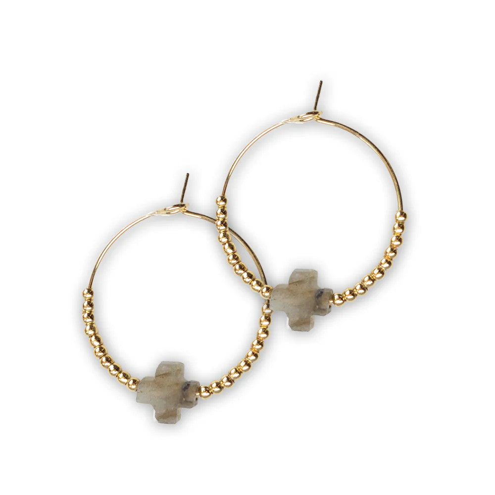 Faith Over Fear Earring-Labradorite