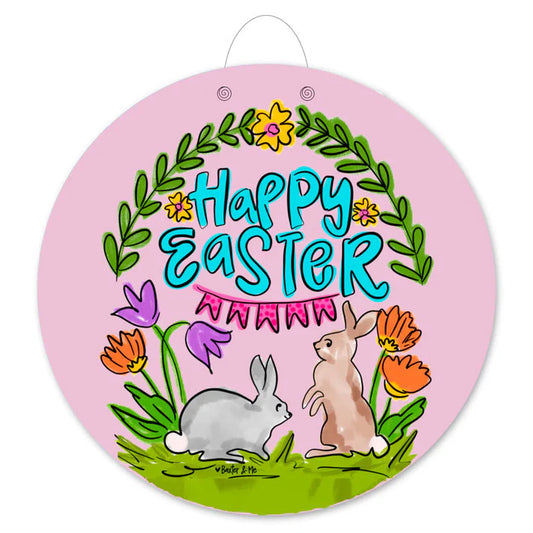 Door Hanger, Bunnies with Tulips