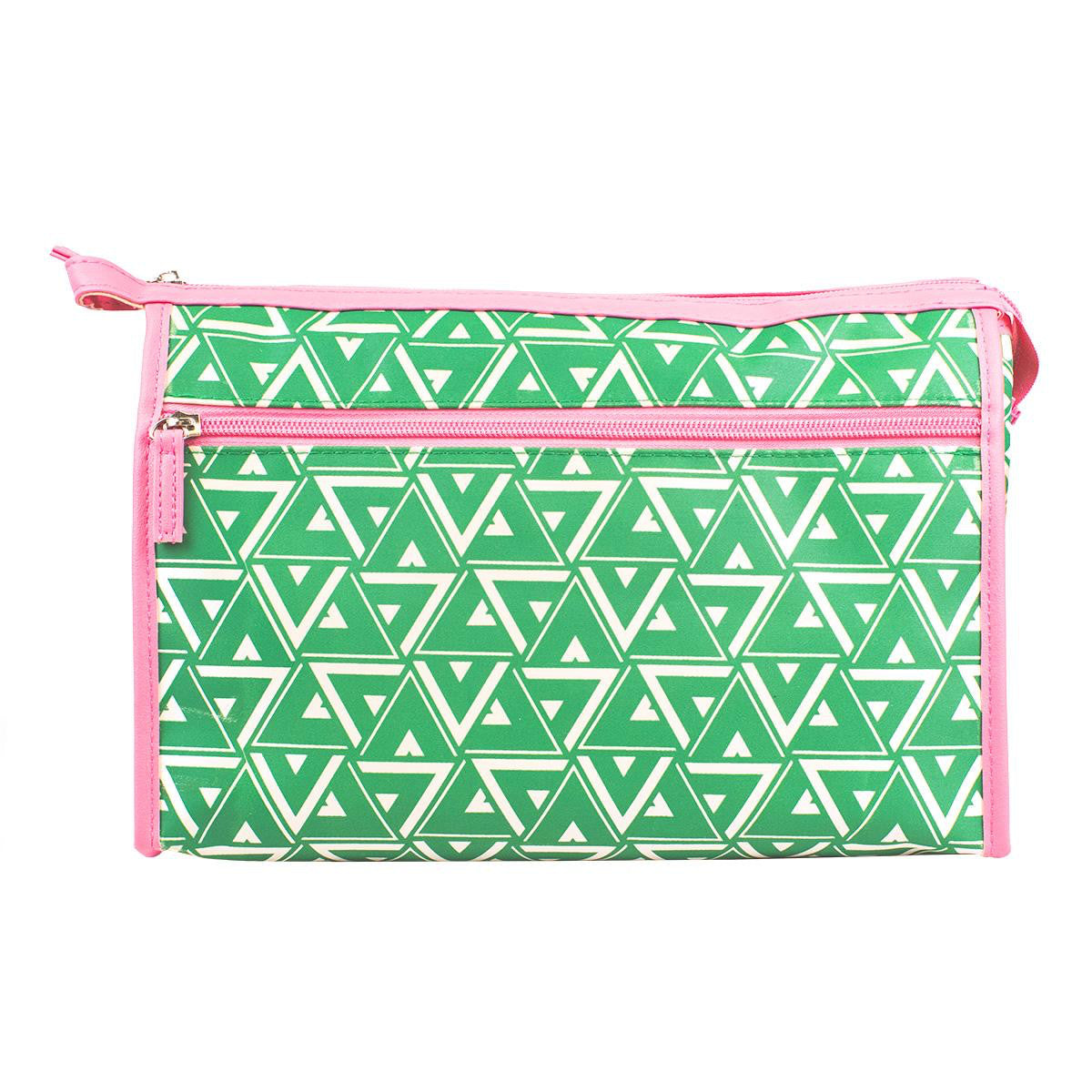 Kinsley Cosmetic Bag, Green/Pink