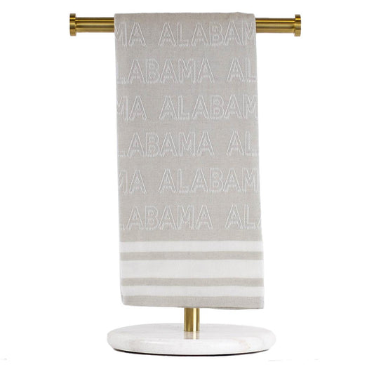 Alabama Jacquard Hand Towel, Light Gray/White