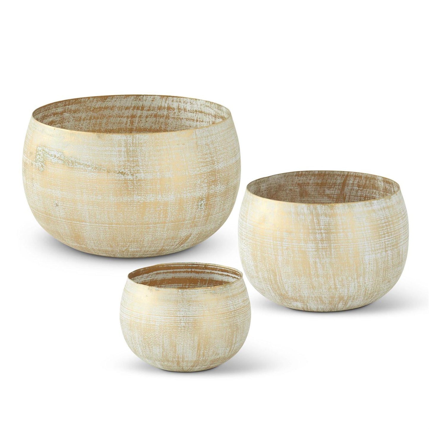 Gold Metal Whitewashed Bowl, Small
