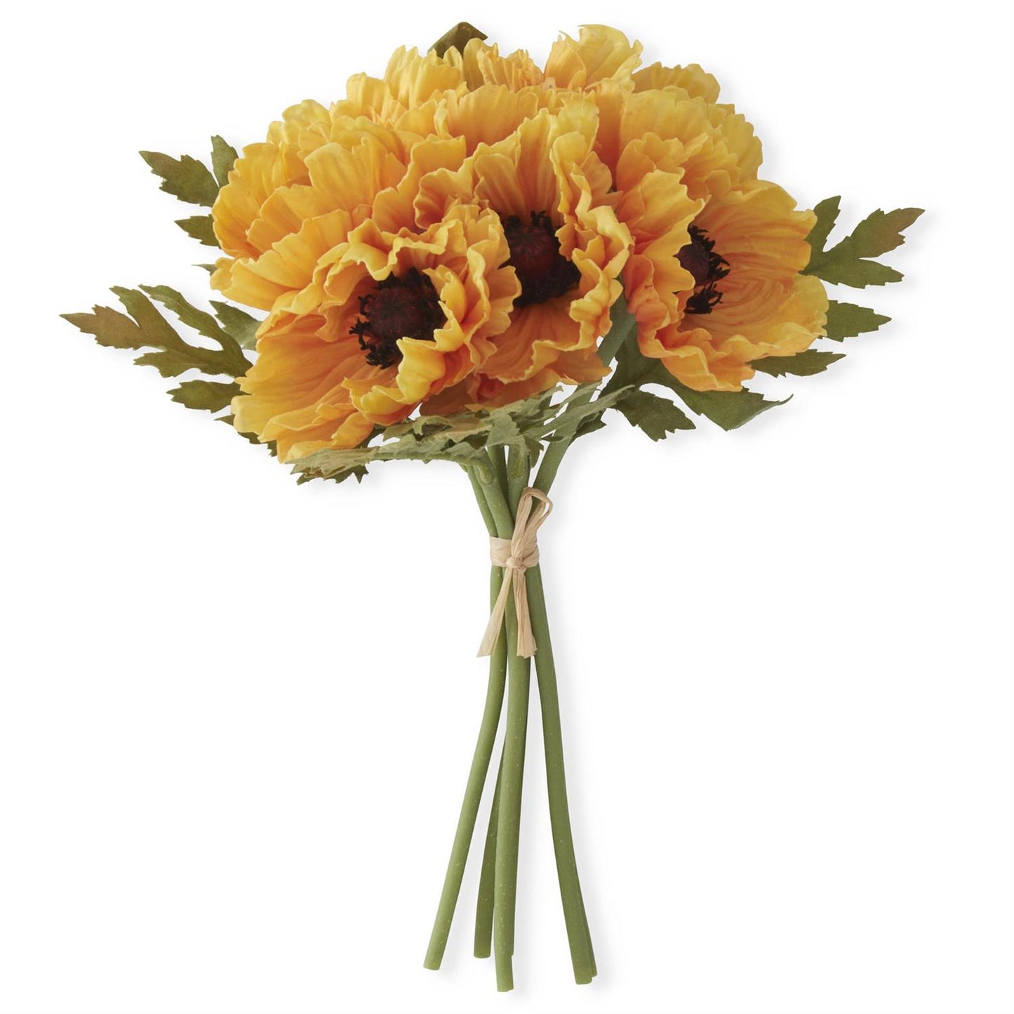 12.5 Inch Yellow Real Touch Poppy Bundle (6 Stems)