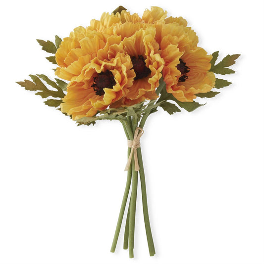 12.5 Inch Yellow Real Touch Poppy Bundle (6 Stems)